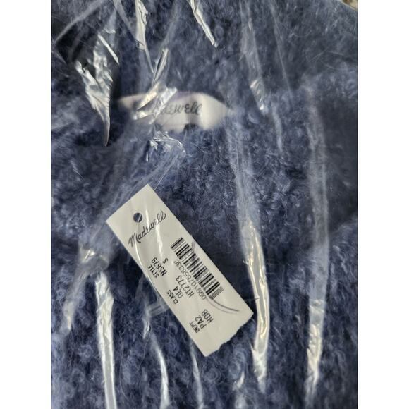 NWT Madewell Wool-Alpaca Blend Bouclé-Knit Oversized Sweater Blue S - Picture 10 of 11